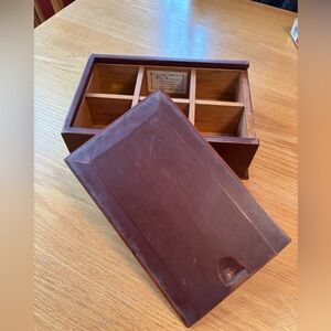 Wooden Storage Box with Slide Lid / Compartments